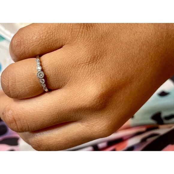 925 Sterling Silver Ring Cubic Zirconia Ring CZ Engagement Promise Ring - Picture 3 of 6